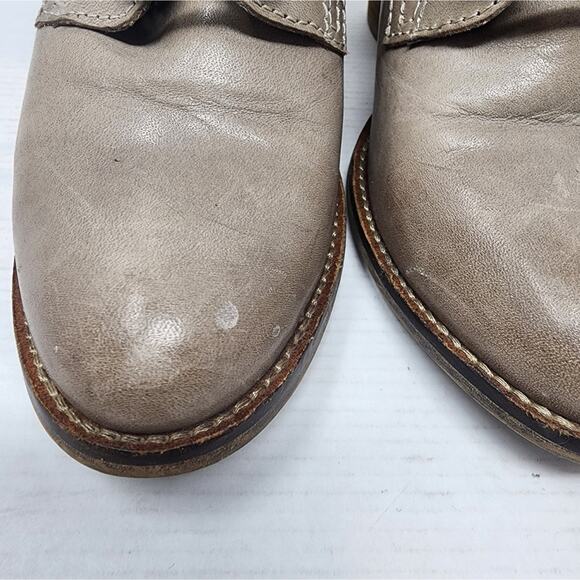 Steve Madden Lauren Taupe Ankle Booties Side Zip Laces Leather Boots Size 8 - Picture 9 of 9